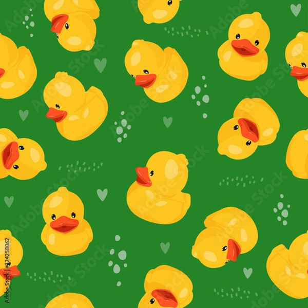 Obraz Yellow rubber duck seamless pattern. Fun kids background.