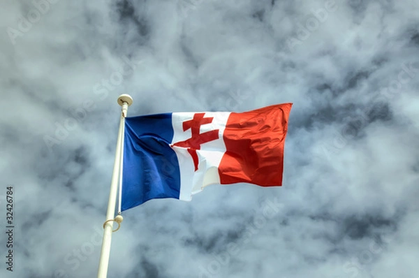 Obraz Drapeau Croix de Lorraine à Courseulles-Sur-Mer