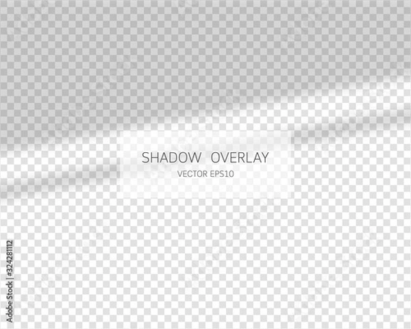 Fototapeta Shadow overlay effect. Natural shadows isolated on transparent background. Vector soft shadow and light overlay effect. 