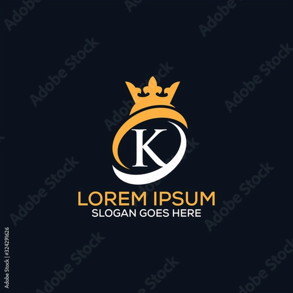 Fototapeta Luxury modern K letter crown logo design template vector eps