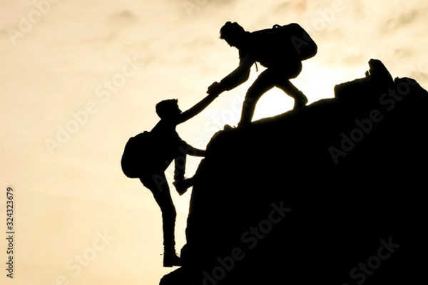 Fototapeta teamwork and success with unity and cooperation