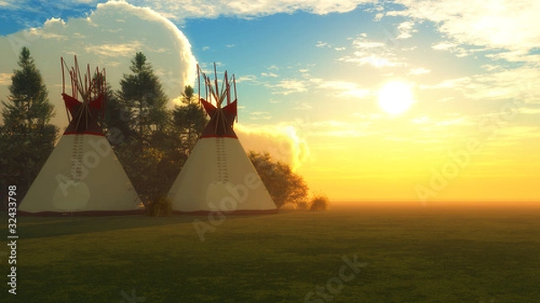 Obraz Indian Teepees at Dusk