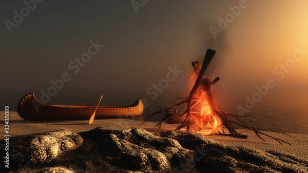 Obraz Camp Fire at Sunset