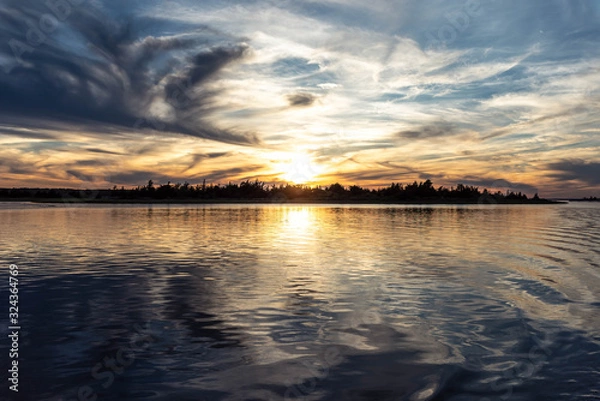 Obraz sunset in the hamtons bay 