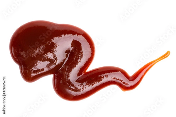 Obraz Smear of barbecue sauce or ketchup isolated on white background, close up.