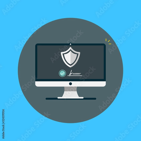 Fototapeta electronic signature on the monitor screen vector symbol