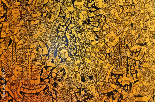 Fototapeta Ancient Thai pattern on wall