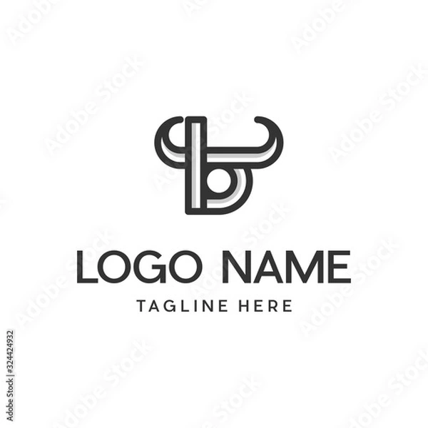 Fototapeta Letter B Bull Taurus Abstract Creative Modern Icon Monogram Logo  Design Template Element Vector