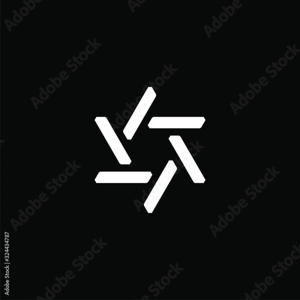 Fototapeta David star symbol with cut straight line art symbol in flat design monogram illustration