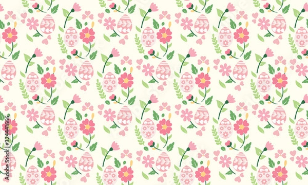 Fototapeta Elegant Easter egg pattern background, with modern leaf and floral design.