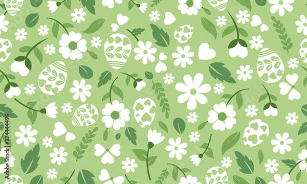 Fototapeta Cute Easter egg pattern background, with unique of egg and floral design.