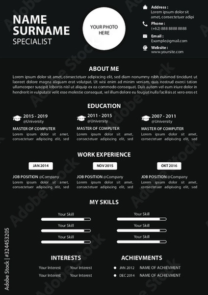 Obraz CV Templates Soft Black