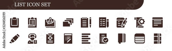 Fototapeta Modern Simple Set of list Vector filled Icons