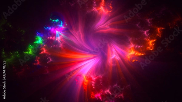 Fototapeta 3D rendering abstract red fractal light background