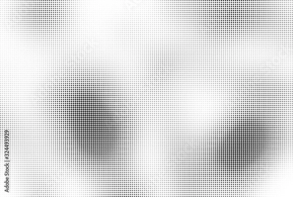 Fototapeta Abstract halftone wave dotted background. Template of black dots on a white background. Chaotic monochrome texture