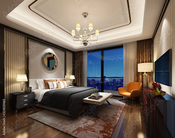Fototapeta 3D rendering bed room, so comfortable