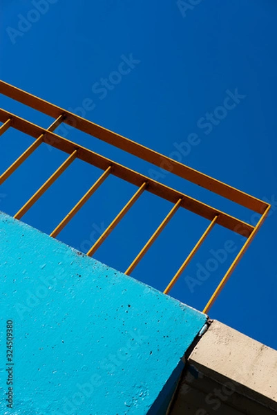 Obraz Yellow painted metallic handrail