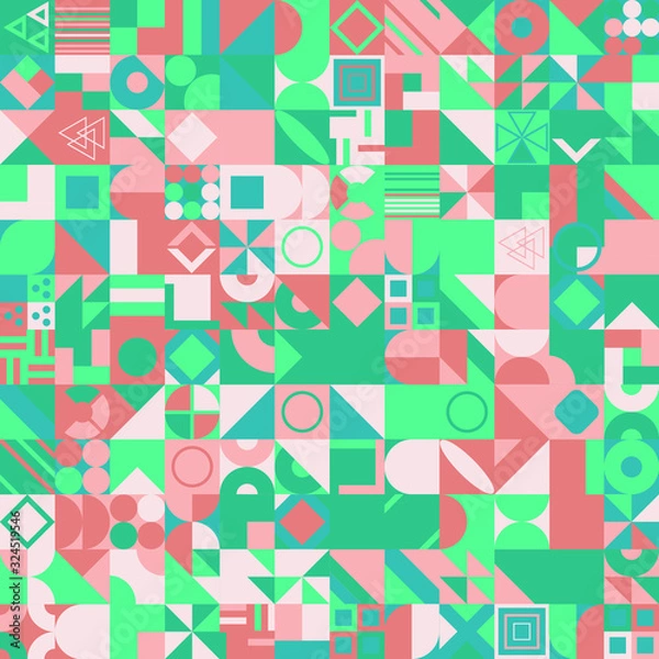 Fototapeta Simple banner of decorative patterns colored geometric composition flat style