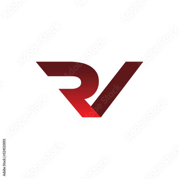 Fototapeta red font letter rv r v logo design