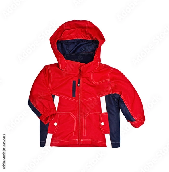 Obraz Bright children's red jacket on white