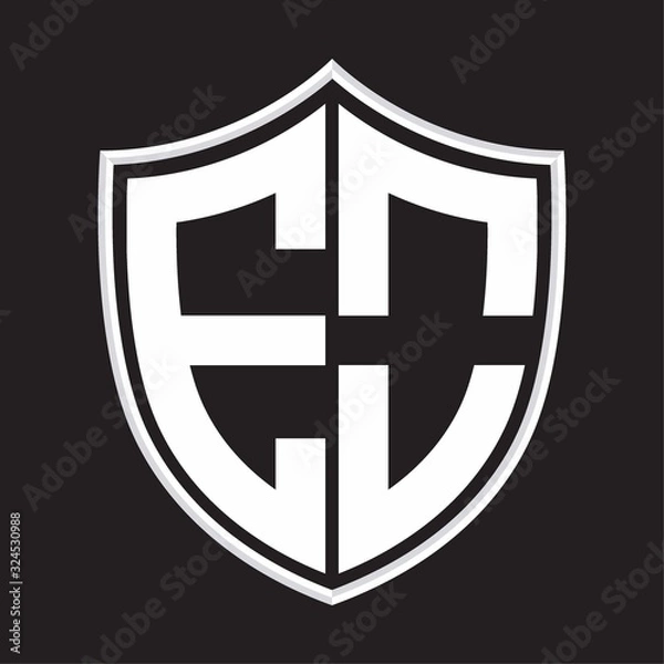 Fototapeta EO Logo monogram with shield shape isolated on outline design template
