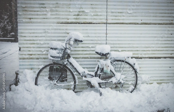 Fototapeta 積雪した自転車