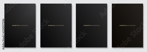 Obraz VVector abstract background, dark subtle creative wave patterns, geometric gradient texture. Deluxe Minimal pattern design. Black Modern Cover templates set.
