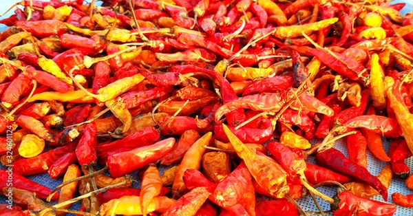 Fototapeta Indian red mirchi Very hot and nice image. fresh red mirchi.