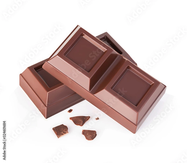 Obraz Chocolate bars isolated on a white background.