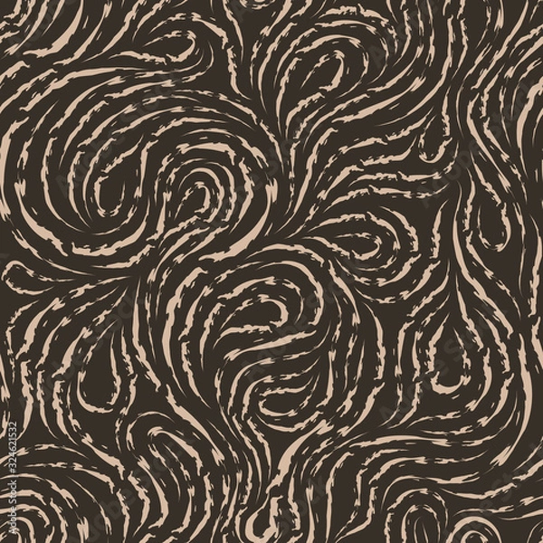 Obraz Abstract vector seamless pattern in beige color from torn lines on a brown background