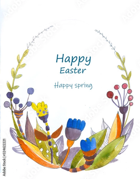 Obraz Watercolor spring card. Happy Easter!