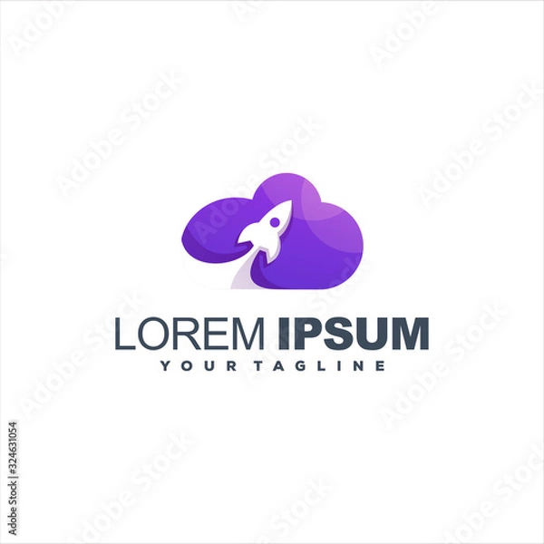 Obraz awesome rocket cloud logo design