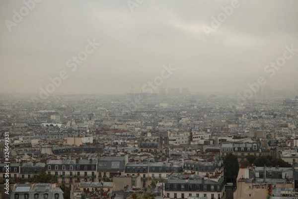 Fototapeta Aerial view of paris from eiffel tower