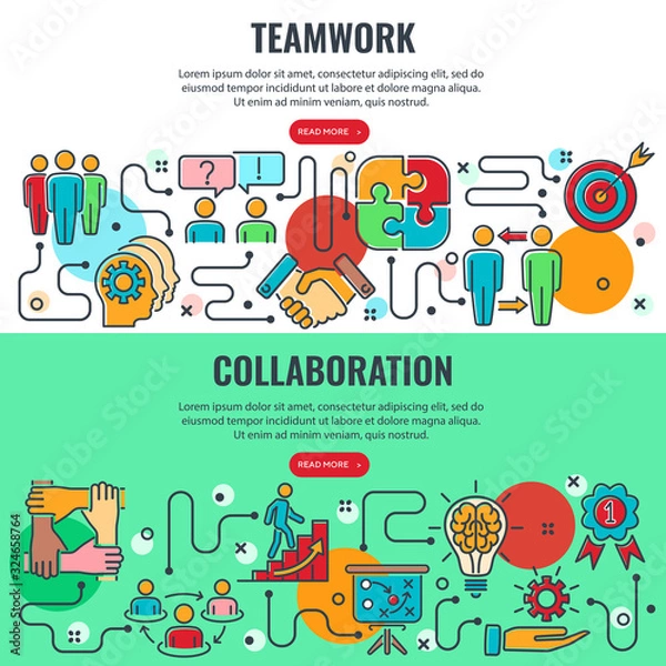 Fototapeta Teamwork and Collaboration Banners