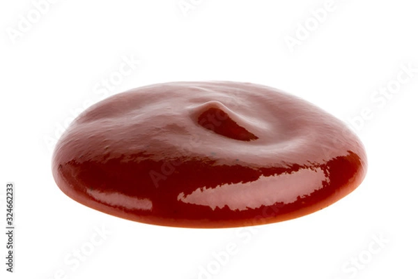 Obraz Drop of barbecue sauce or ketchup isolated on white background, top view, close up.
