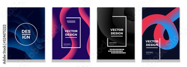 Fototapeta set of trendy abstract covers with liquid gradient shapes for the background, futuristic design posters