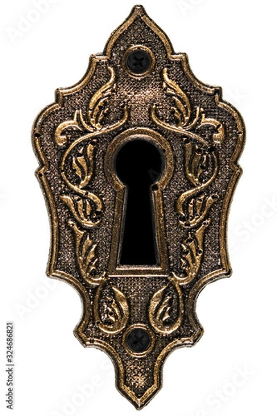 Fototapeta Darkness in the keyhole, decorative design element, isolated on white background