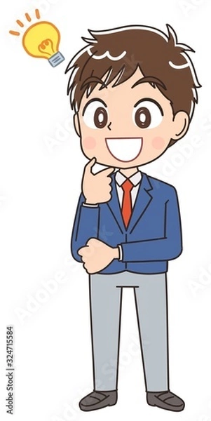 Fototapeta 高校生のイラスト 男子 男 中学生 ブレザー マンガ アニメ