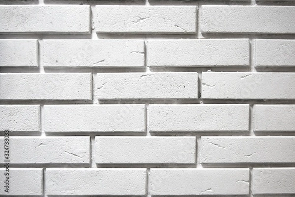 Obraz white wall with a large brick texture,brick background