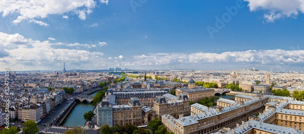 Fototapeta The view from Notre Dame in Paris skyline.