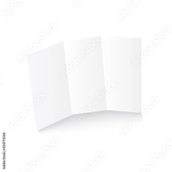 Fototapeta Blank three folded fold paper. Vector