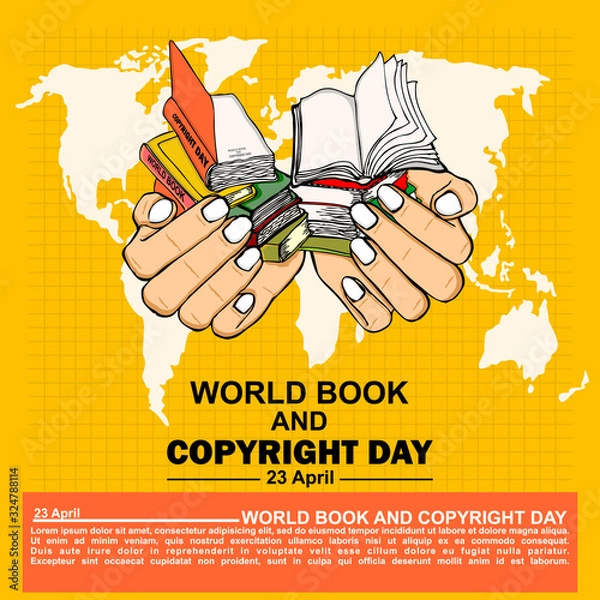 Obraz world book and copyright day, poster and banner