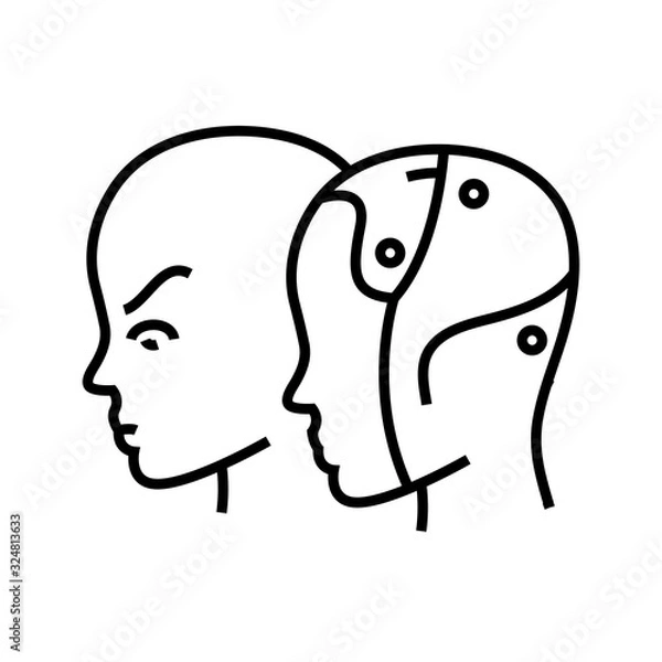 Fototapeta Artificial intellect line icon, concept sign, outline vector illustration, linear symbol.