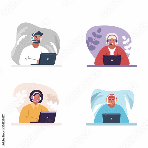 Obraz Concept customer service. Online global technical support. Vector illustration