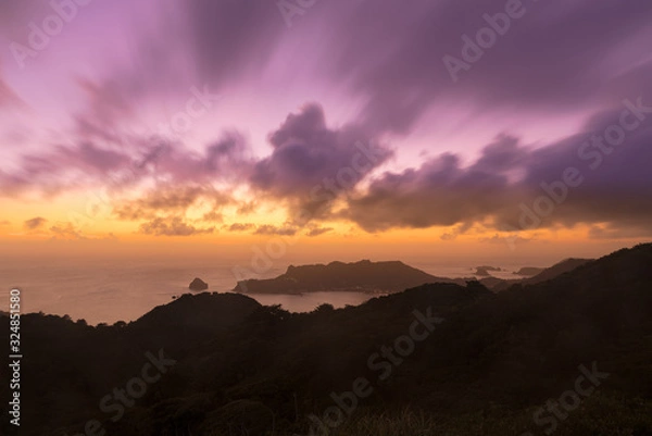 Obraz 小笠原　中央山山頂から見た夕焼け空