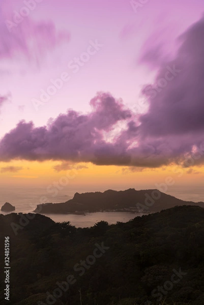 Obraz 小笠原　中央山山頂から見た夕焼け空