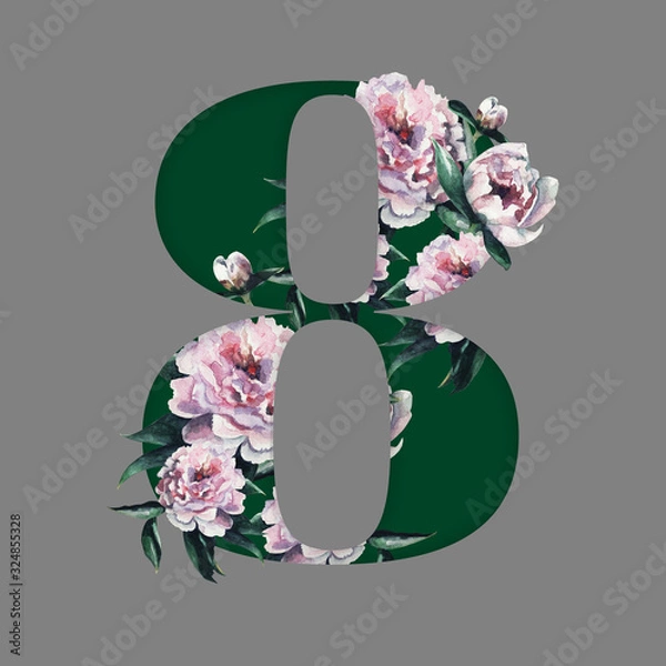 Obraz 8 March International Women's Day greeting card template with peony  flowers