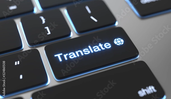 Fototapeta Translate text written on keyboard button. Online language translation.