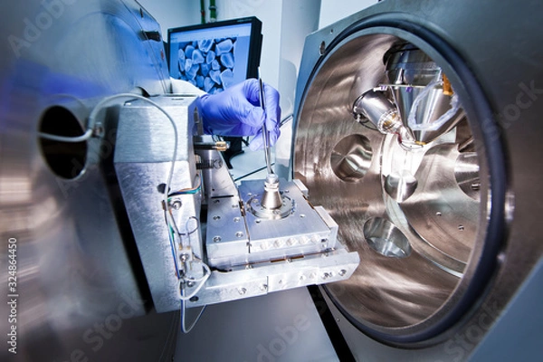 Fototapeta A scientist using scanning electronic microscope