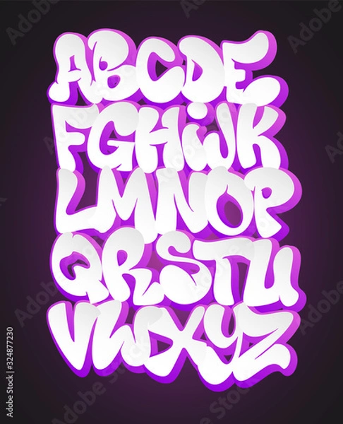 Fototapeta Vector of stylized graffiti font and alphabet